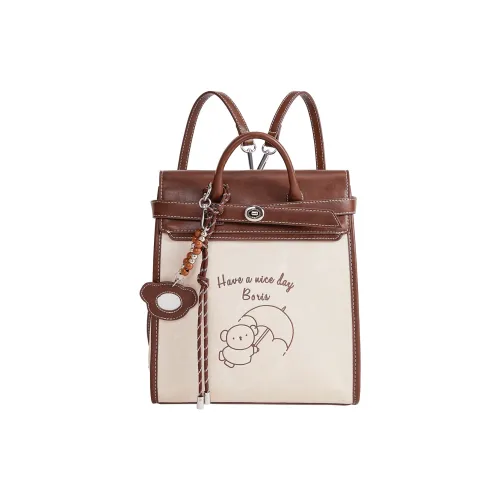 MIFFY Рюкзак из синтетической кожи стандартный женский коричневый серебряный