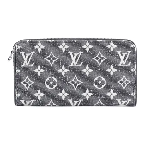 LOUIS VUITTON Zippy Denim Wallet Women's Gray LOUIS VUITTON Zippy Деним Кошелек Женские Серый