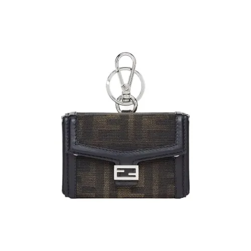 FENDI Baguette Полиэстер с Хлопком Запястье Сумка Экстра мини Мужская Коричневая