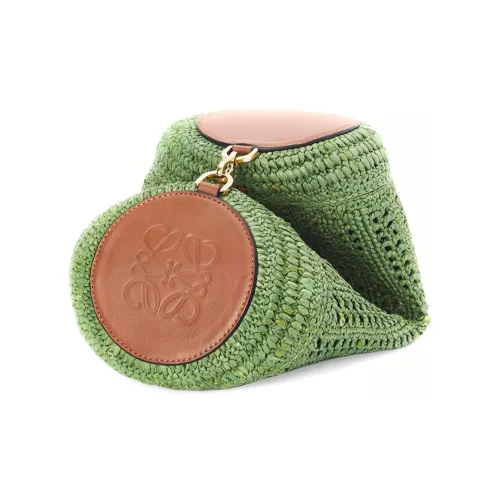 LOEWE Браслет Ткани вязаные Рафия с Телячья кожа Запястье Портативный Сумка на плечо Женские Зеленый