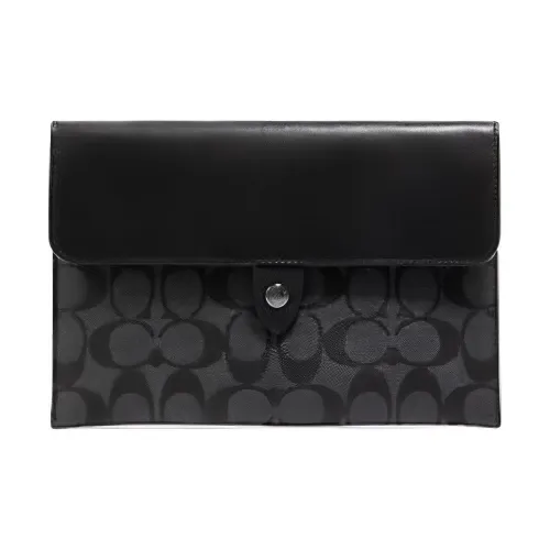 COACH Планшет Холст с кожей Держатель для карт кошелек Средний Мужской Черный