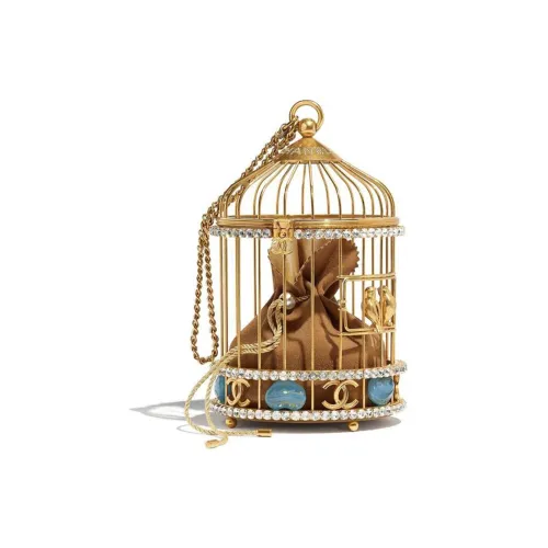 CHANEL Lambskin Limited Edition Bird Cage Evening Clutch Bag Women's Gold