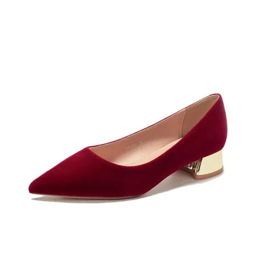 QITUMAUL Грубый каблук Высокие каблуки 3 см Женские Красный