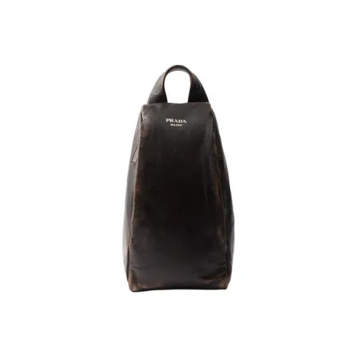 PRADA Leather Backpack Men's Dark Brown