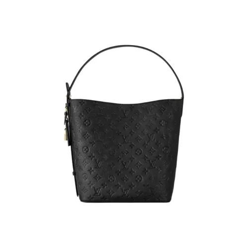 LOUIS VUITTON ALL IN Тисненая крупнозернистая текстура коровьей кожи Ведрообразная сумка сумка через плечо большая женская черная