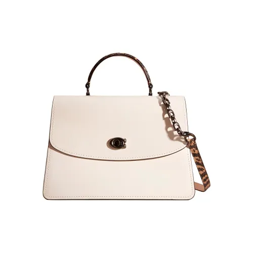 COACH Паркер GRAIN LEATHER Сумка через плечо Сумка Большая Женская Мел Белый