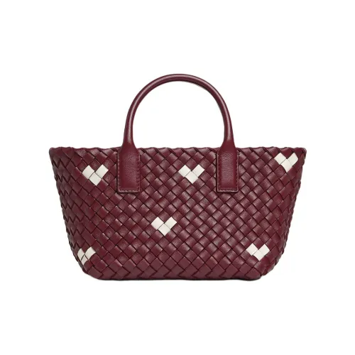 Bottega Veneta Cabat Овчина Тоут Сумка Сумка для покупок Сумка Мини Женские Barolo Бургунди Белый