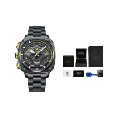 SVJ Steering Wheel Collection Кварцевый механизм ремешок из нержавеющей стали черный циферблат мужские часы