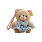 Синие полосы, платье, медведь