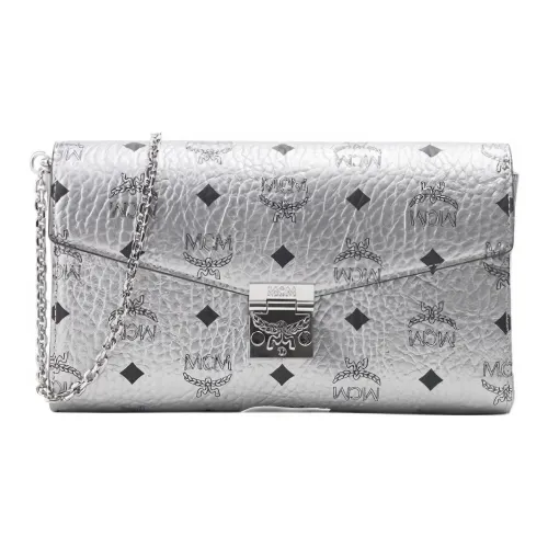 MCM Millie Visetos Покрытый холст Сумка на плечо Средний Women's Silver