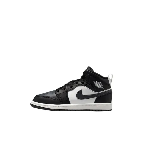 Jordan 1 MID Топ Kids Lifestyle Shoes Черный Белый цвет вершины Детский
