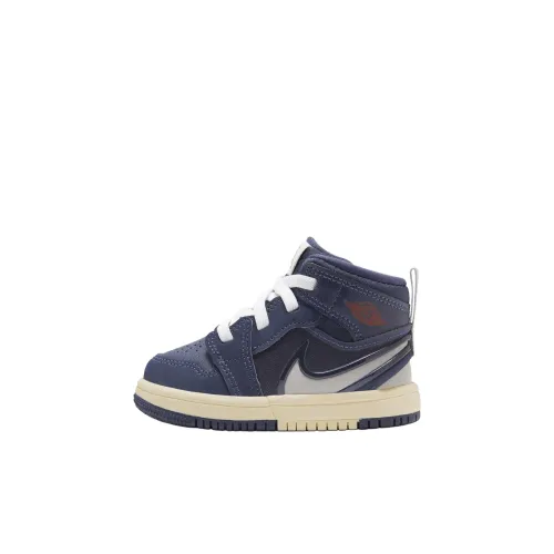 Jordan Air Jordan 1 Поддержка Нижняя юбка Резистентная Амортизация MID Топ KIDS Lifestyle Shoes Синий Infant And Toddler