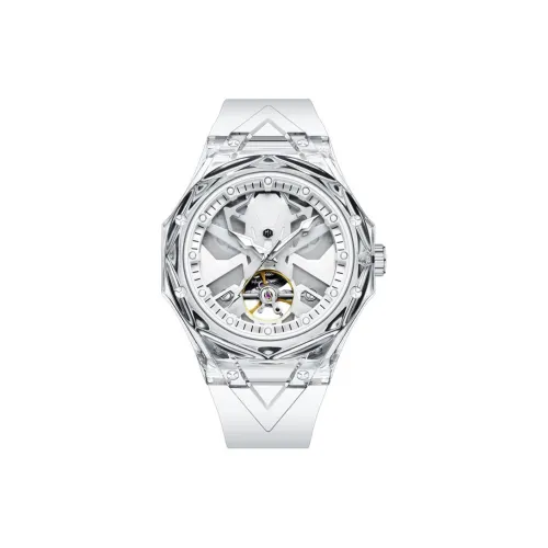 GIGIDIDI Автоматический механический механизм силиконовый ремешок мужские часы белый циферблат