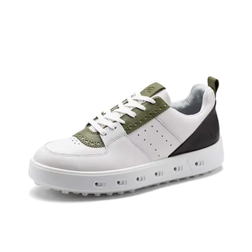 Ecco Street 720 Series Амортизация Износостойкие Низкие Топы Обувь для гольфа Мужская Белая Зеленая