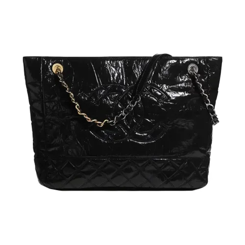 CHANEL Яркий Телячья кожа Тоут Сумка для покупок Женская Черная