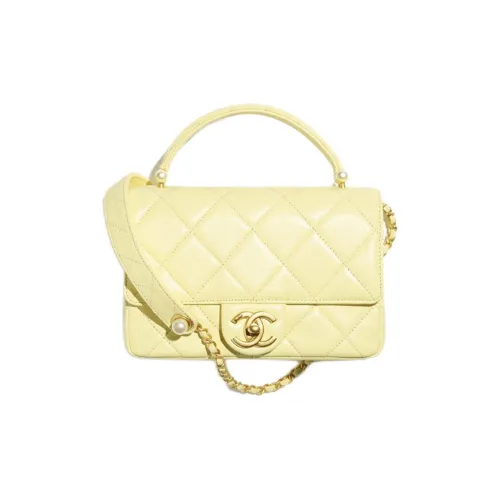 CHANEL Lambskin One Shoulder Bag Mini Women's Light Yellow CHANEL Lambskin Одно плечо Сумка Мини Женская Светло-желтая