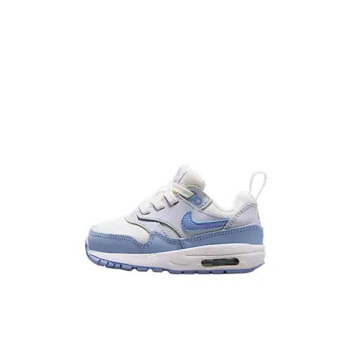 Nike Air Max 1 Low Топ Обувь для малышей Белый Синий Infant и Toddler