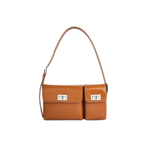 By Far Billy Коровья кожа Комбинированная сумка Сумка Сумка через плечо Средний Женская Карамель