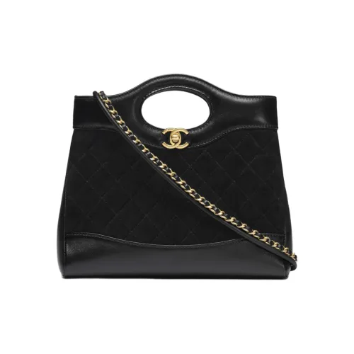CHANEL Замша Материал Золото Металл Тоут Сумка Сумка для покупок Сумка через плечо Мини Сумка Женская Черная