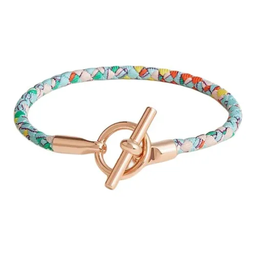 HERMES Шелк Розовое Золото Тон Покрытие Браслеты Женские Зеленый