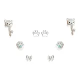 Серьги-гвоздики с лапой кошки и собаки, комплект