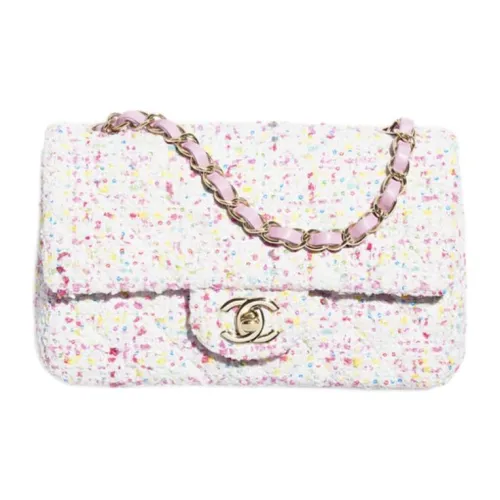 CHANEL Мягкий Шерстяной Сумка через плечо Сумка на плечо Мини Женская Белая и Розовая