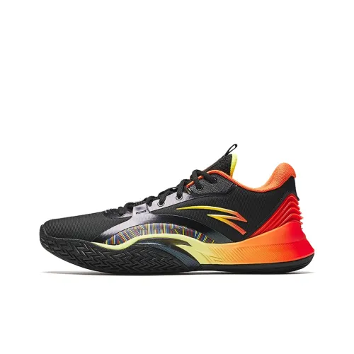 ANTA Противоскользящие Износостойкие Низкие Баскетбольные Кроссовки Мужские Черные и Оранжевые
