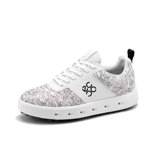 Ecco Street 720 Series Амортизаторы Slip-Resistant Низкий Топ Обувь для гольфа Мужская Белая