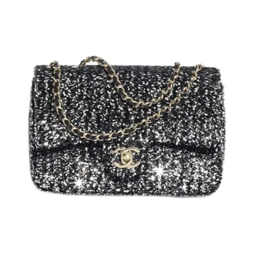 CHANEL Блестки Сумка через плечо Сумка на плечо Женская Черная