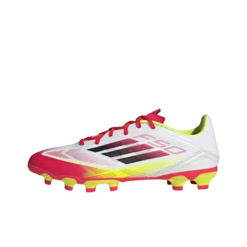 Adidas F50 League AG Искусственная трава HG Твердый Ground Slip Resistant Abrasion Resistant Футбольные бутсы Мужской Белый и красный