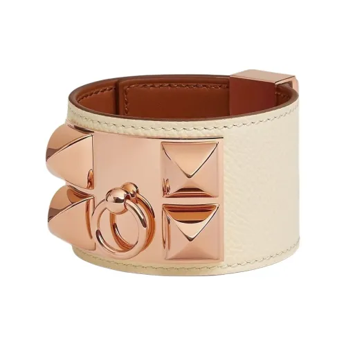 HERMES Телячья кожа Розовое золото Тон покрытие Браслеты Женские Бежевый