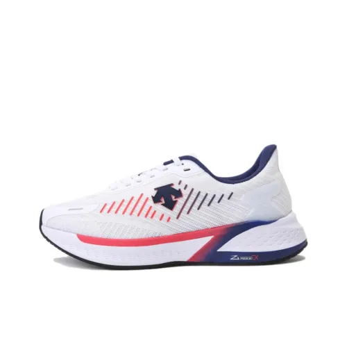 DESCENTE Противоскользящие устойчивые к истиранию низкие беговые кроссовки с топом унисекс белый красный