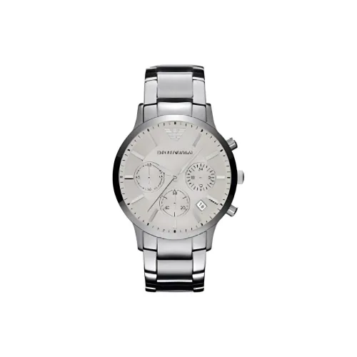 EMPORIO ARMANI Мужские часы Кварцевый механизм Ремешок из нержавеющей стали 39 мм Серебристый циферблат