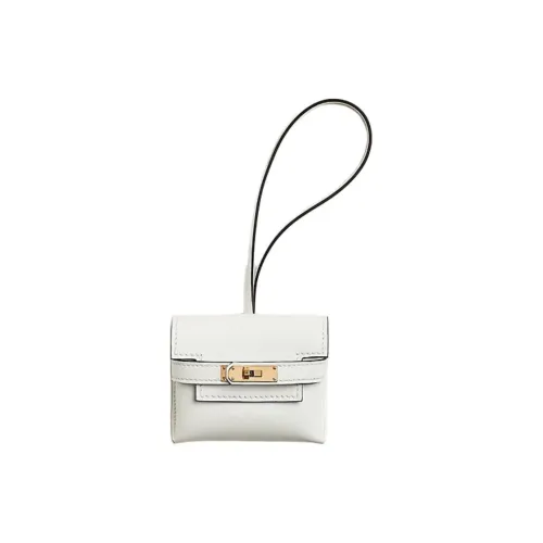 HERMES Swift Телячья кожа покрытие из палладия металлический компонент подвески цвет белый