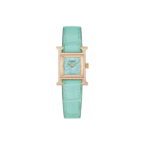 HERMES Heure H Women's Watch Кварцевый механизм ремешок из нержавеющей стали 21 мм зеленый циферблат