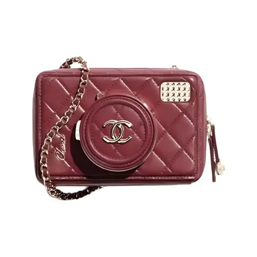 CHANEL Овчина Makeup Bag Маленькая квадратная сумка Сумка через плечо Женская Красная