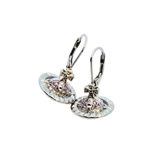 Vivienne Westwood Кристальный Stud Saturn Globe Подвеска Серьги-кольца Женские Серебристый Фиолетовый