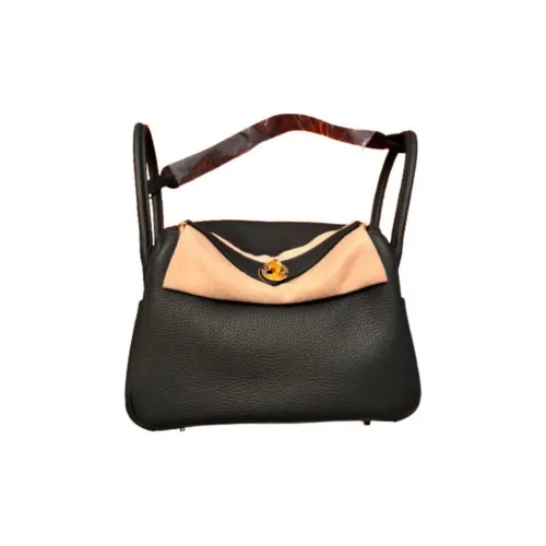 HERMES Lindy Clemence Bullock Кожа Сумка Сумка через плечо Женская 67 Vert FONCE Темно-зеленый