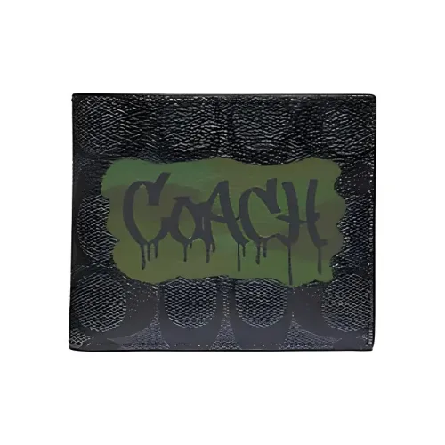 COACH Покрытый холст Кошелек Мини Мужской Угольный Черный