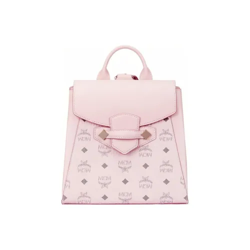 MCM Покрытый холст с кожаными вставками рюкзак сумка через плечо маленькая женская розовый