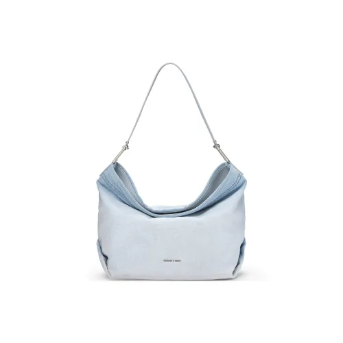 CHARLES KEITH ПУ (полиуретан) Текстильная смесь Сумка через плечо Большая Женская Светлый деним Синий