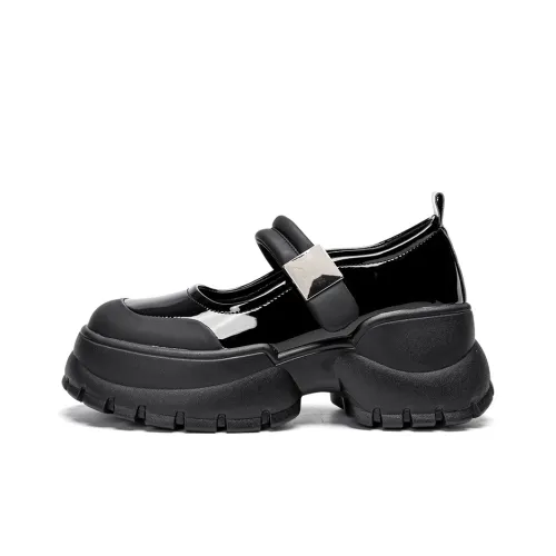 EXULL Q Платформа Mary Jane Туфли 7 см Женские Черные