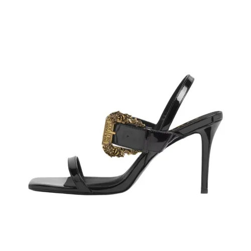 VERSACE Барокко One Ремень Сандалии 8,5 см Женские Черный