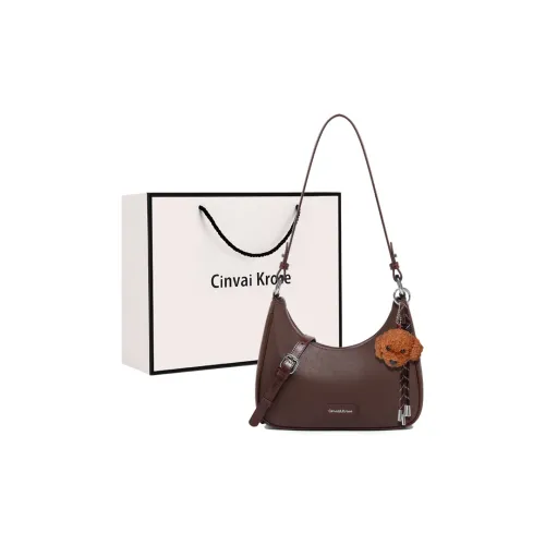 CinvaiKrose Сумка через плечо из коровьей кожи маленькая женская кофейного черного цвета