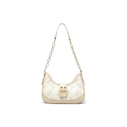 CLEVER KETCH ПУ (полиуретан) Сумка-полумесяц Сумка-пельмень Сумка на плечо Стандартная Женская Экрю Кофе