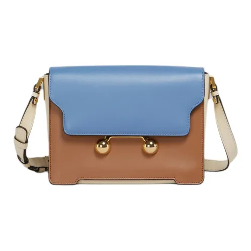 MARNI Trunkaroo Телячья кожа Сумка через плечо Сумка на плечо Средняя Женская Светло-синяя и Светло-коричневая