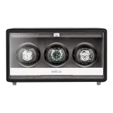 Чёрный, кожа из микрофибры + бесшумный механизм [три слота для часов]