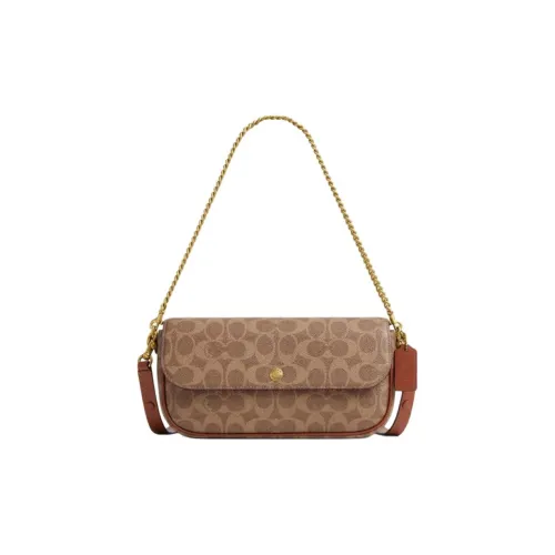 COACH Сумка через плечо из искусственной кожи среднего размера женская коричневый желтый карамель