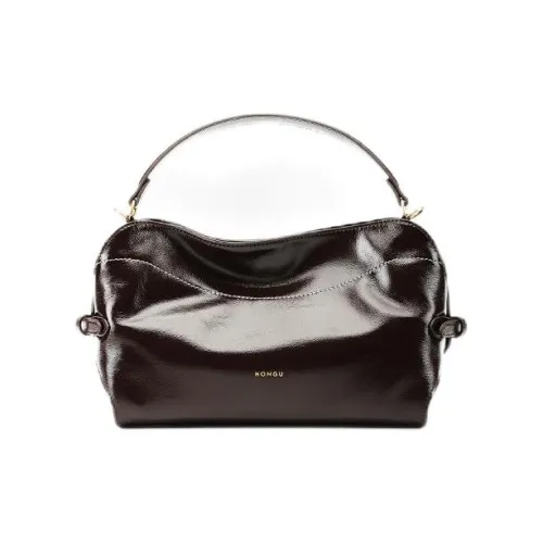 HONGU Сумка из коровьей кожи среднего размера женская темно-кофейный экрю