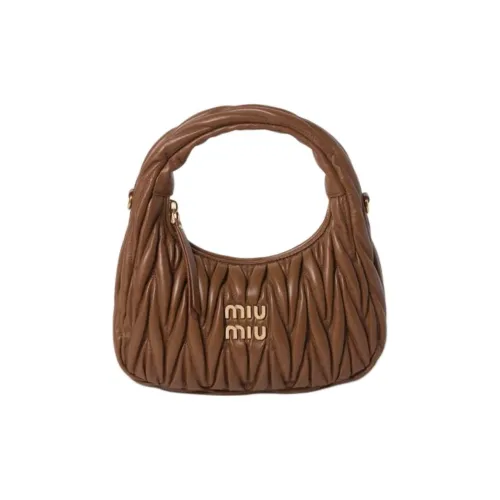 MIU MIU Wander series Овечья шкура Полумесяц Сумка Сумка Маленькая Женская Карамель